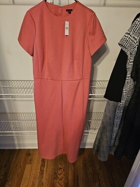 Ann Taylor Coral Midi Sheath Dress